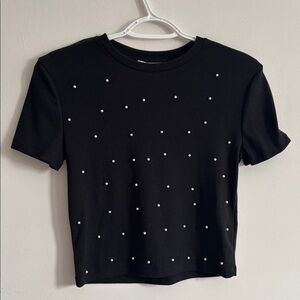Ribbed Zara crop pearl tee